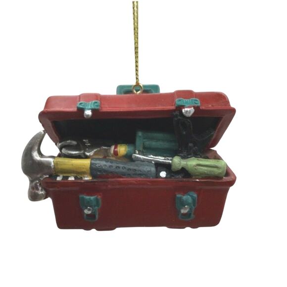 Red Tool Box Christmas Tree Ornament Carpenter Builder Woodworker Handyman - Picture 4 of 6